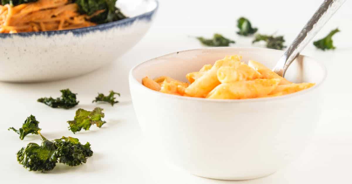Sweet Potato Mac and Cheese with Kale Chips Baby Led Weaning