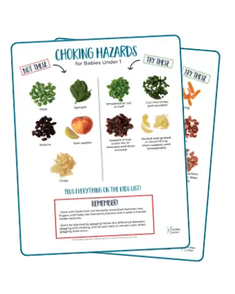 Learn about the top choking hazards for kids under 4, as well as what the top choking hazards for baby led weaning, and infant choking in general, are. Did you know that peanut butter can be a choking hazard? Find out what else makes the list, plus how to serve the top choking hazards safely to your kids and babies! #chokinghazards #dietitian #kidchokinghazards