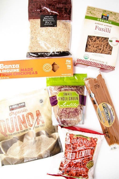 Pantry Staples for Quick Family Meals | New Ways Nutrition A stocked pantry is the best tool you have for making quick and healthy family meals. Whether it's breakfast, dinner, or a baking project with your kid, having all of your pantry staples stocked helps to ensure you can make meals whether you've planned ahead of not. Get tips here from a registered dietitian about the essentials of a well stocked pantry and what you should always have on hand! #dietitian #pantrystaples #quickmeals