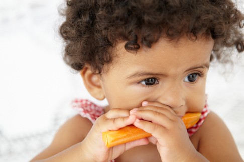 Baby eating a carrot