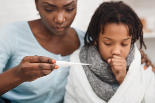 Sick child and mom