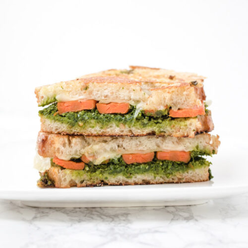 Roasted Carrot and Kale Pesto Grilled Cheese Sandwich