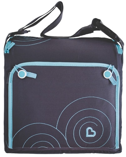 Closed travel booster chair with strap