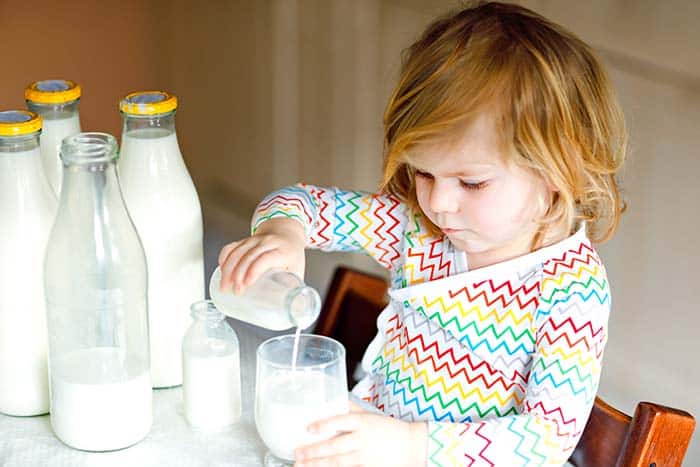 toddler with lots of milk
